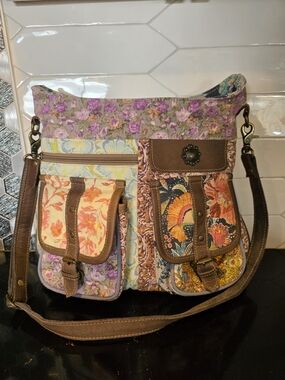 Myra Lefluer Bell Multicolor Floral Patchwork Crossbody Bag - Women